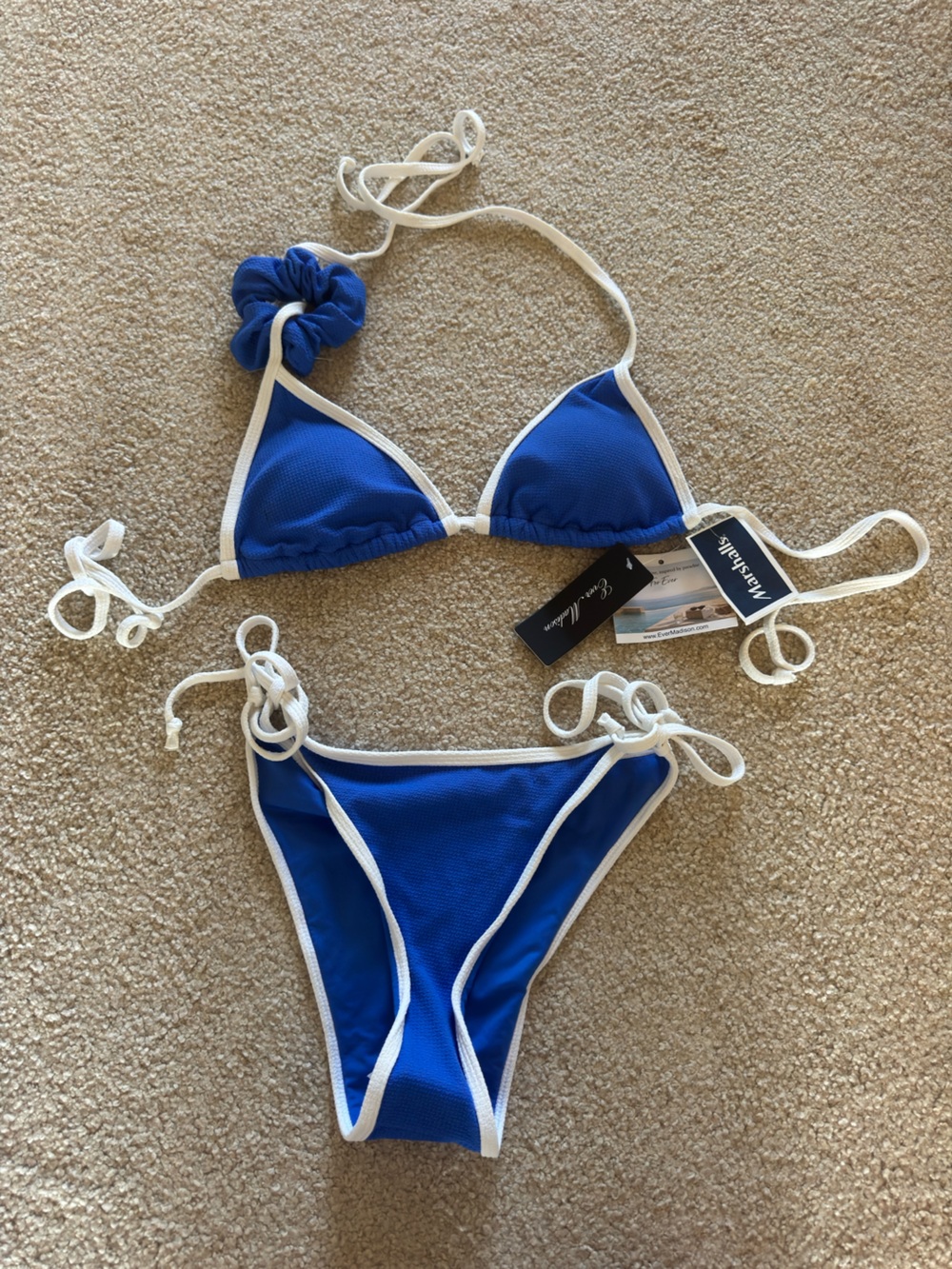 Blue & White Triangle Bikini Set - Marshalls